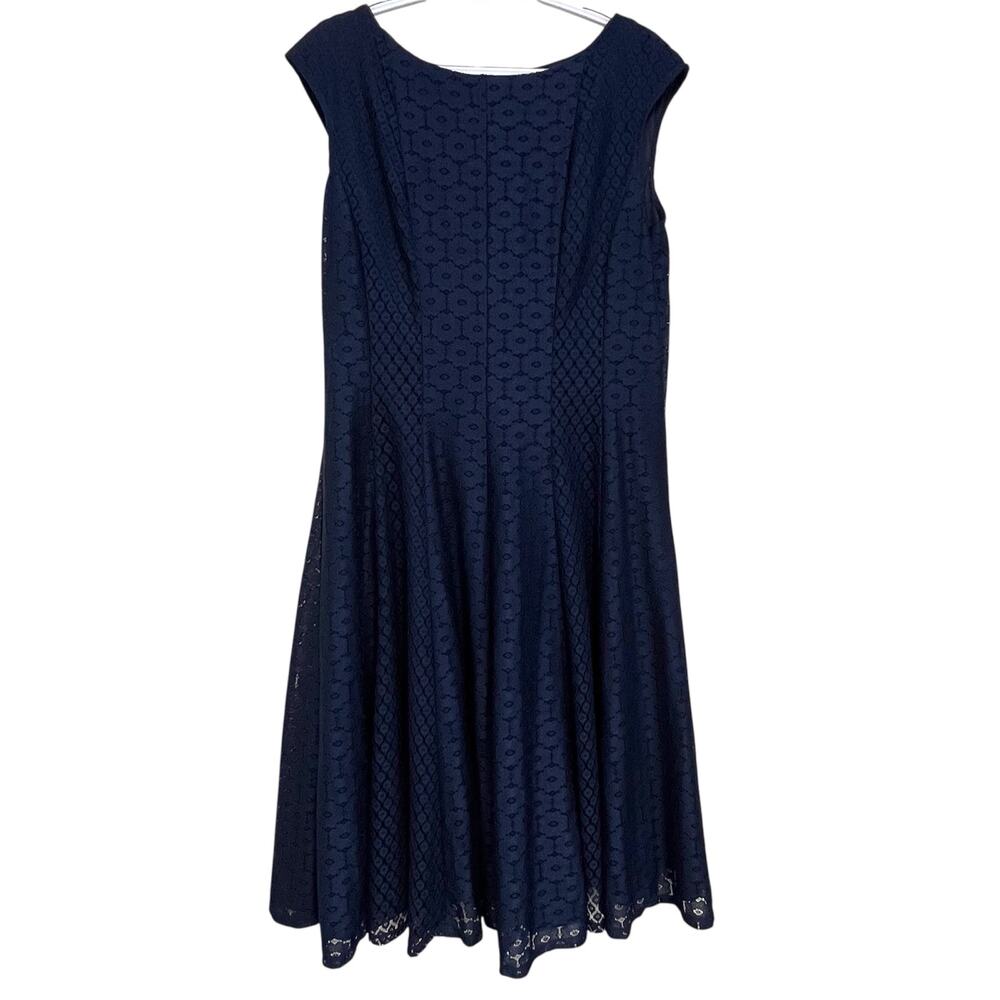 Danny Nicole Navy Lace Dress Women 18 Fit Flare Sleeveless Lined